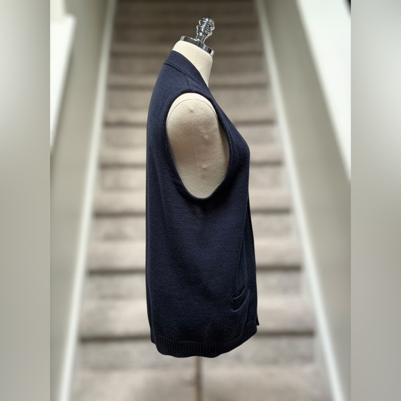 Vintage L.L. Bean 100% Wool Button Sweater Vest Navy Preppy Grandpa Core Men M - Picture 5 of 15